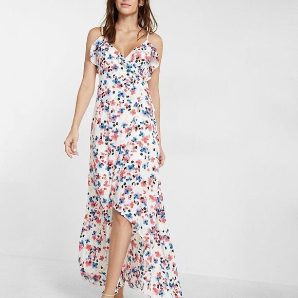 New Ruffle Wrap Front Maxi Dress Sz 00 - Picture 1 of 7